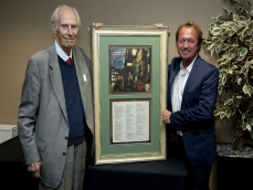 Sir George Martin And Mark King with Sir David Bowie signed framed ziggy stardust album cover Nrsr221.jpg